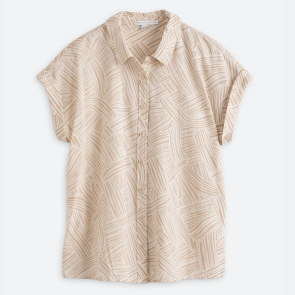 Threads 4 Thought Beige Geometric Button Down Shirt - Picture 7 of 9